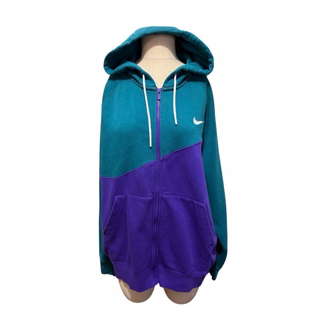 Nike Sportswear Color Block Hoodie Full Zip Swoop Logo sweatshirt Jacket Mens XL